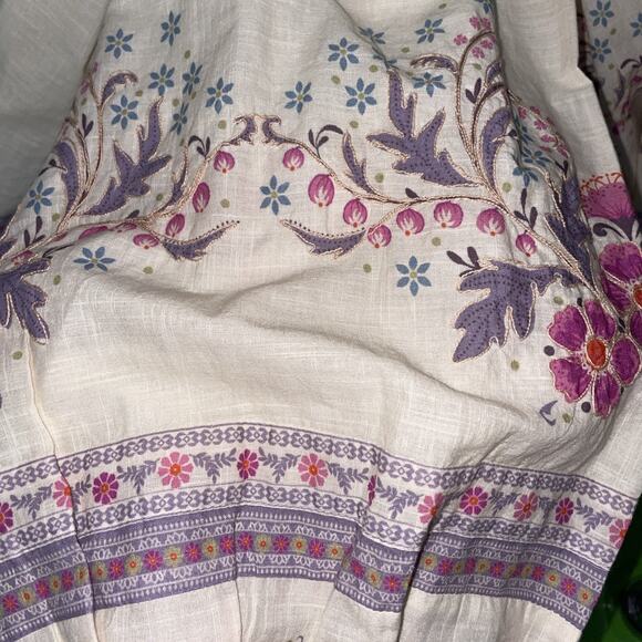 Anthropologie Let Me Be Letmebe Long Sleeve Cream Boho Pastel Cotton Blouse S - Picture 10 of 10